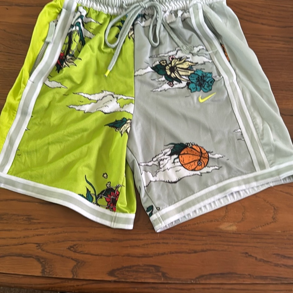 Nike Athletic Green and Gray Split-Design Shorts
